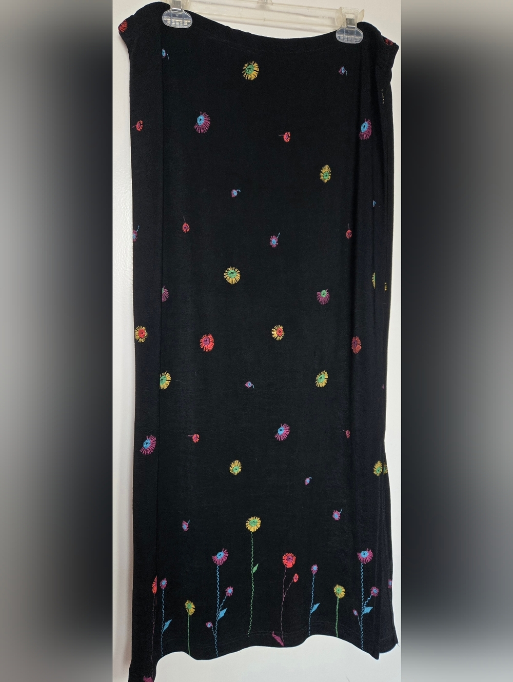 Vintage Stretchy Maxi Skirt With Flowers